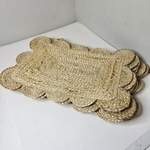 Jute Placemats Set Of 8 Scalloped Woven Rectangle